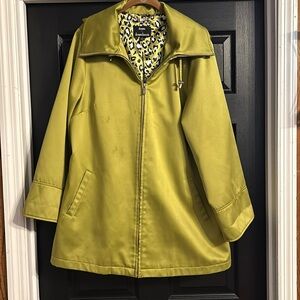 Dennis Basso Women's Hooded Lined Rain Jacket Hood Removable